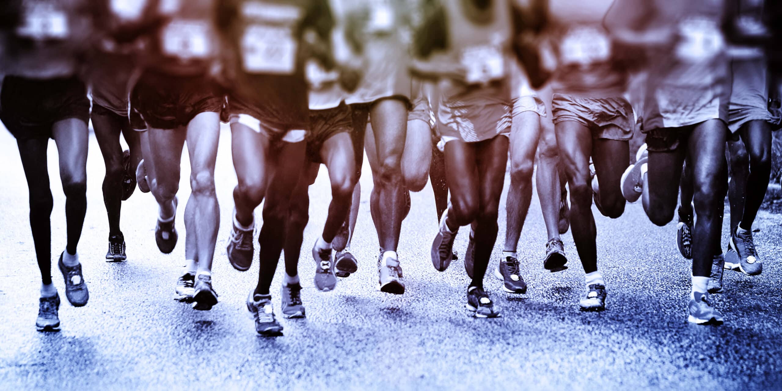 A standard group of people running in a race.