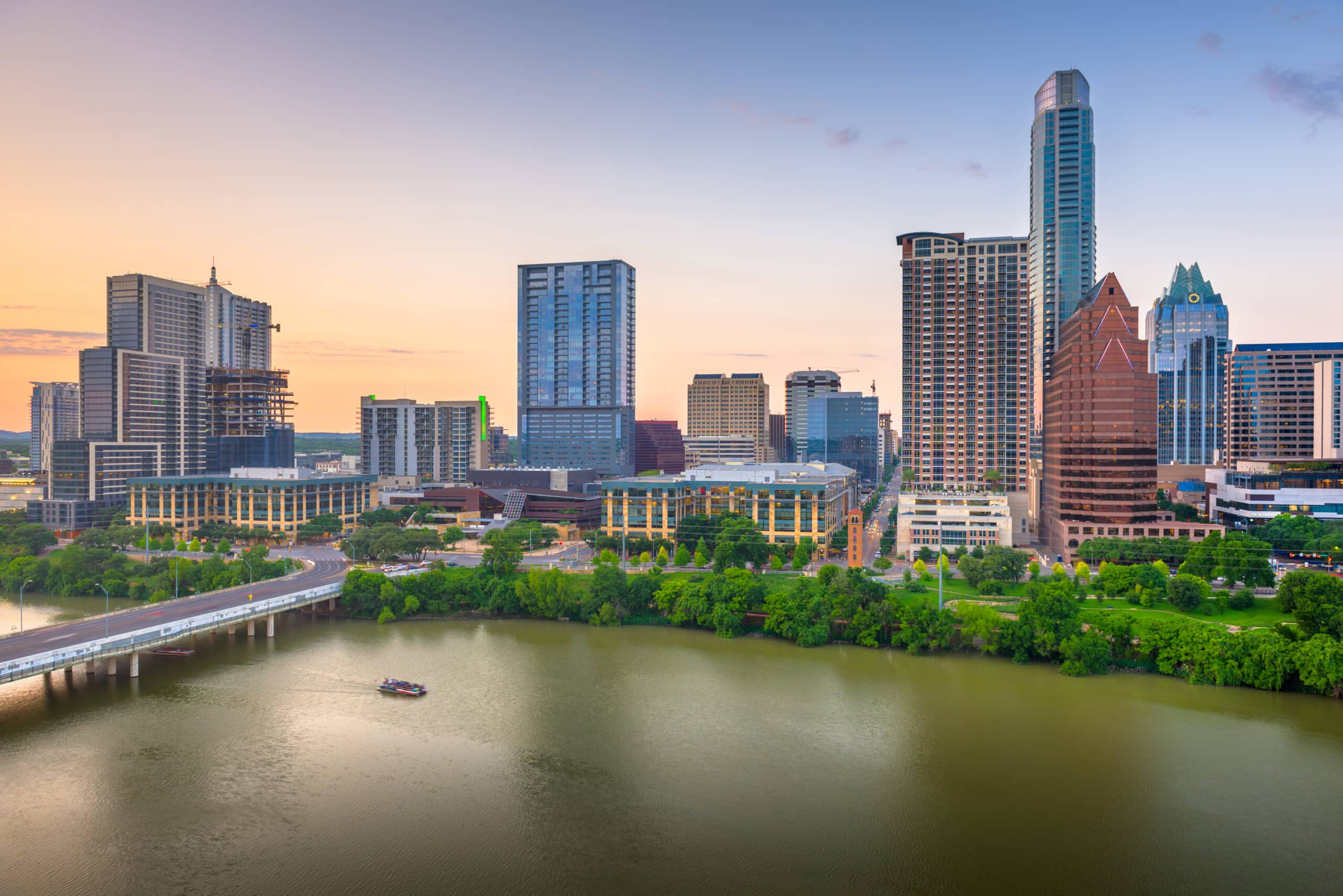 An aerial view of the city of austin, texas.