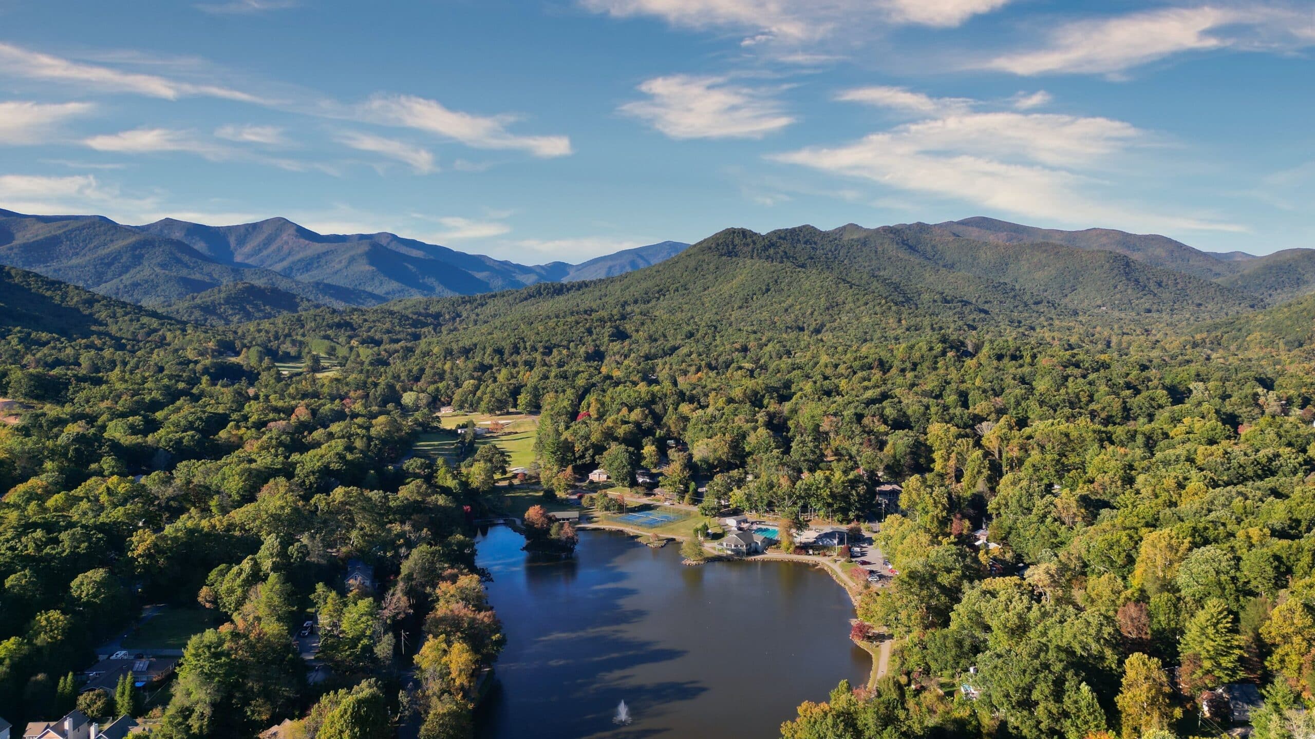 View of a lake in the Blue Ridge Mountain area of North Carolina