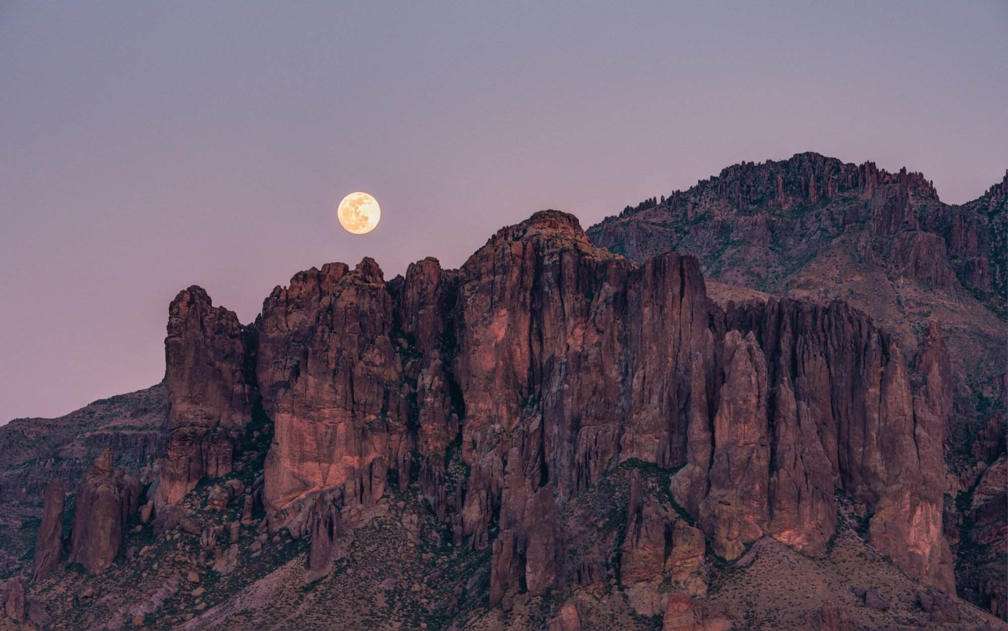 Moonrise at apache junction in Arizona